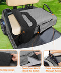 Heavy Duty Golf Cart Seat Covers With Four Front Pockets And Non Slip Bottom Universal Fit For Ezgo Yamaha Club Car Two Seater showing no-slip design and quick installation features.