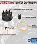 Distributor Cap Tune Up Kit With Rotor And Gasket For GM V8 HEI Ignition Thunderbolt IV And Thunderbolt V Systems with parts labeled