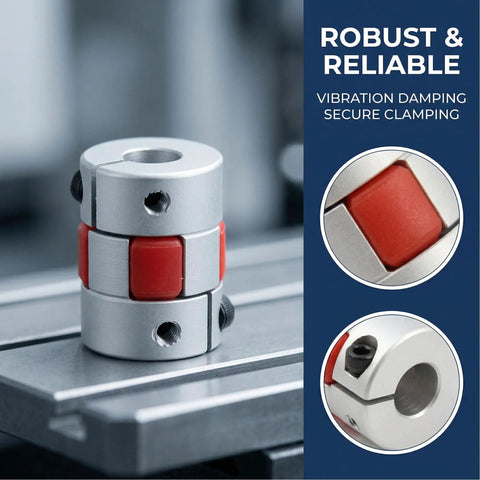 Beefy Dual Pack 5Mm To 8Mm Flexible Shaft Coupling Aluminum Plum Spider Jaw Coupler D20 L25 for NEMA 17, close-up view