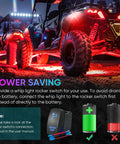 2 Pack 3ft LED Whip Light And 4 Rock Light Combo Kit With Spring Bases, Switch, And App Control on ATVs at night