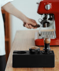 Walnut 4 In 1 Espresso Knock Box And Tamping Station With Portafilter Holder Tamper Holder