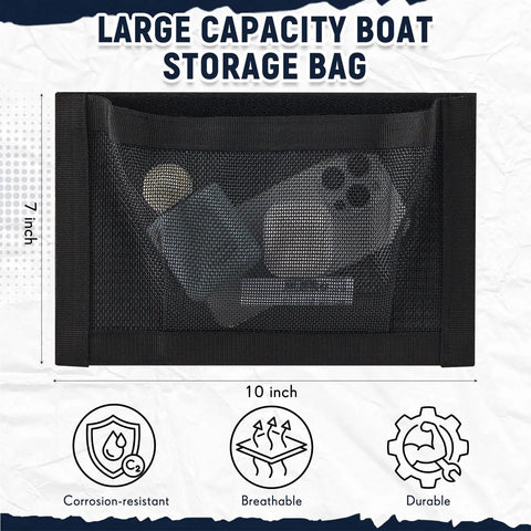 Four Pack 10 By 7 Boat Mesh Storage Bags With Self Adhesive Backing Tear Resistant And Waterproof Ideal Onboard Organizer