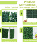 Installation steps for Boxwood Hedge Wall Panels 24 Pack 20x20 Inch Realistic Thick Artificial Greenery Backdrop.