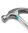 Close-up of 8 Oz Claw Hammer With Shock Reduction And Non Slip Grip Turquoise Handle For Home And Professional Use Durable Steel Construction Flat Head