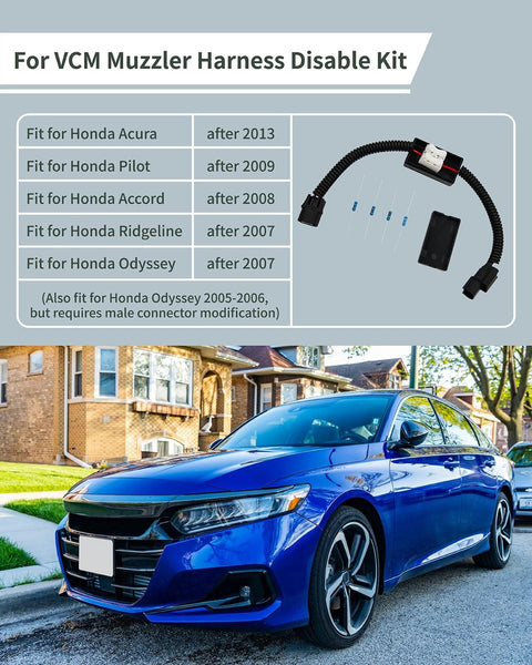 VCM Muzzler Harness Disable Kit For Honda 3.5L V6 With VCM Easy Install Plug And Play Replacement, features for specific models.