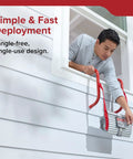 Man deploying Emergency Home Fire Escape Ladder Rope 3 Story Extendable To 25 Feet Must Have No Fuss Window Mount