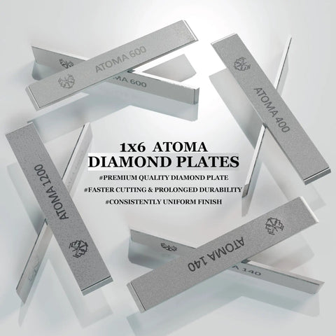 1x6 Atoma diamond plates including 600 grit, suitable for Edge Pro Hapstone TSProf Sharpener, displayed in various angles