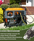 Rock Solid Heavy Duty 30 Amp Flush Mount Locking Receptacle Featuring Nema L630R Twist Lock Plug Socket For No Nonsense Industrial Power Demands And Pro Shop Setup in use with generator.