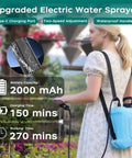 Woman using a Battery Powered Garden Sprayer 2 Gallon Electric Sprayer with USB Rechargeable Battery in a garden setting.