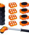 Heavy Duty Furniture Lifter And Appliance Roller Sliders Set With 660 Lbs Capacity, Adjustable Height Lever, orange set