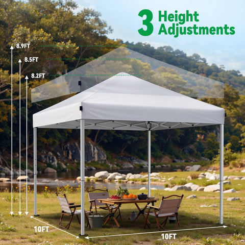 10x10 Pop Up Canopy Tent With Instant One Button Setup Carry Bag Four Sandbags And Eight Stakes Lightweight Outdoor Shade