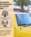 15 Inch Black Antenna For Ford F Series Trucks And Dodge Ram With Steel Threading Durable Exterior Replacement Easy Install Fits F150 F250 F350 F450 F550 Raptor And More From 1980 To 2026 Tough As Nails installed on yellow vehicle