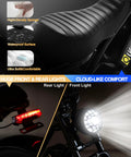 Electric Fat Tire E-Bike For Adults And Teens With 1500W Peak Motor, comfortable seat, front light and rear light features