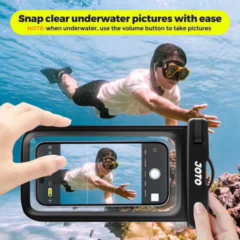 Snorkeler captured through Universal Waterproof Phone Case Dry Bag Two Pack IPX8 Fits All Phones Up To 7 Inch Screen in underwater scene.