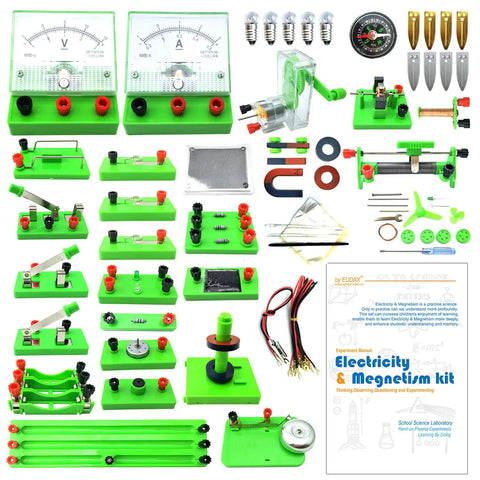 Hands-On Basic Electricity And Magnetism Discovery Kit for High School Students featuring circuit experiments and components