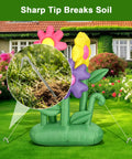 Beefy Heavy Duty 9 Inch Tent Stakes Eight Pack Galvanized Steel Ground Anchors securing inflatable flowers in garden lawn
