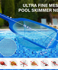 Ultra fine mesh pool skimmer net dimensions for All In One Pool Cleaning Kit With 12.5 Inch Brush Head Ultra Fine Mesh Skimmer Net And 76.5 Inch Aluminum Pole