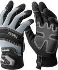 Heavy Duty Mechanic Work Gloves With 8mm Padded Knuckles And Synthetic Leather Palm, All Purpose Grip, gray and black