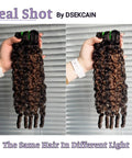 Burmese Curly Human Hair Bundles 100 Percent Real 14 16 18 Inch Weft Sew In P1b 30 Dark Highlight Medium Brown Natural Look