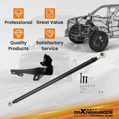 Adjustable Front Track Bar For Dodge Ram 1500 2500 3500 4WD 1994-2002 Keep Your Front Axle Centered, Eliminate Axle Drift And Bump Steer, Heavy Duty Panhard Bar Replacement For 4x4 Off Road Performance, black steel with hardware