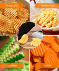Three-piece stainless steel crinkle cutter knife set with two styles for potato, carrot, cucumber and fruit