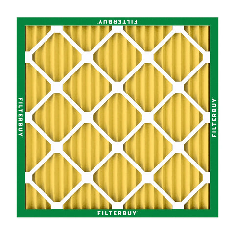 20x20x1 Air Filter MERV 11 For Pets And Allergies, Electrostatic Pleated HVAC Replacement showing green frame and pleated design