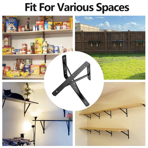 Heavy Duty Shelf Brackets 12 x 8 Inch Black Metal L Angle Brackets With Screws 10 Pack for Kitchen and Storage Shelving