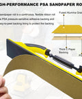 Two And Three Quarters Inch Wide PSA Continuous Roll Sandpaper Kit in yellow with adhesive backing and flexible design