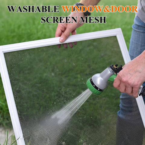 Heavy Duty Pet Proof Window And Door Screen Replacement Mesh 48 Inch Wide 99 Inch Long Vinyl Coated Polyester Netting being washed