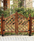 Wooden gate with lattice design featuring Heavy Duty Gate Hinges 3.5 Inch 4 Pack Black Iron Square Barn Hinges For Shed Fence