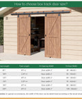 Beefy 13Ft Industrial Grade Black Double Door Track Kit For Exterior Sliding Barn Doors installed on wooden shed