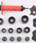 Pro Grade Leather Punch Set With 13 Hollow Punch Heads for clean holes and gaskets, includes pinpoint punch shaft and durable ABS case sizes.