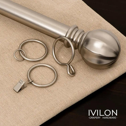 Drapery Eyelet Curtain Rings 1.7 Inch Outer Ring For Curtain Pin Hooks Set Of 14 In Warm Gold displayed on a beige fabric