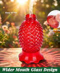 Red Glass Pineapple Hummingbird Feeder With Six Flower Ports 16 Oz Two Pack Leakproof And Easy To Clean shown with wider mouth