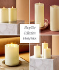 Flameless Pillar Candles Set Of 2 With Remote Control, Real Wax Ivory 4x6 Inch, displayed across different settings and surfaces.
