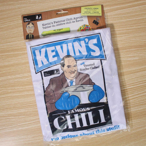 The Office Inspired Kevin's Famous Chili Cook-Off Fan Favorite Apron With Pockets And Adjustable Neck Strap 100 Percent White Cotton