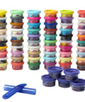 Game Changing Modeling Compound Haul With 65 Mini Cans Serving Up Sixty Varieties Including Rainbow Classics Plus Sparkle Confetti.