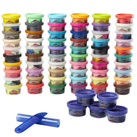 Game Changing Modeling Compound Haul With 65 Mini Cans Serving Up Sixty Varieties Including Rainbow Classics Plus Sparkle Confetti.