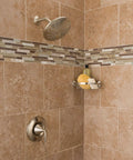 8 Inch Fixed Rainshower Showerhead With Brushed Nickel Finish WaterSense Certified Eco Performance Single Function Wide Spray For A Spa Like Shower Vibe In Any Bathroom installed in tiled shower