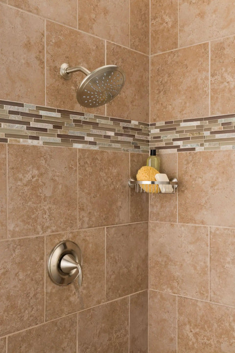 Eva Brushed Nickel Posi-Temp Shower Trim Kit With Eco-Performance Rain Showerhead And Lever Handle Valve Required for Posi-Temp Valves