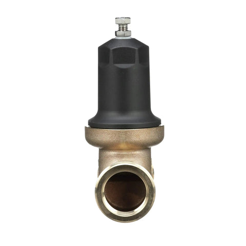 1-1/4 Inch NR3XL Pressure Reducing Valve With Union, Female X Female NPT Connection, front view, compact design, stainless steel strainer.