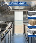 Internal view of Bulletproof Mobile Food Trailer With Private Bathroom And Full Commercial Kitchen Setup showing stainless steel layout.