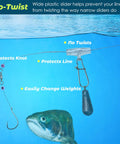 Sinker Slide Clips With Duo Lock Snaps For Lures, Sinker Weights, Floats, Swivels And Catfish Rigs underwater with fish.