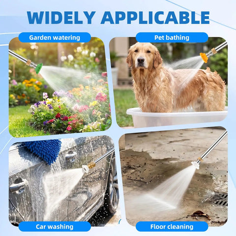 Beast Mode Power Washer Hose Attachment With 5 Quick Connect Nozzles used for garden watering, pet bathing, car washing, floor cleaning