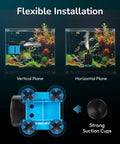 Ultra Quiet 800 GPH Submersible Water Pump with Adjustable Flow installation in fish tank showing suction cup placement and versatility.