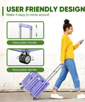 Person using Beast Folding Utility Cart With Lid 65L Capacity Portable Rolling Cart Collapsible Shopping Trolley Four Swivel Wheels