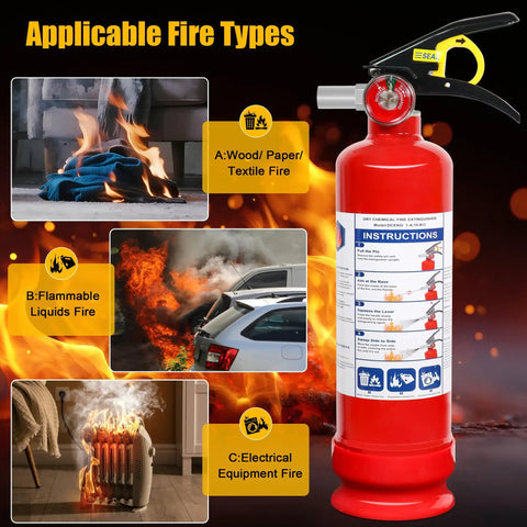 Heavy Duty ABC Dry Chemical Fire Extinguishers Two Pack With Wall Mount Bracket Road Ready And Built To Last For Your Garage Truck Or Daily Driver Handles Deep Freeze And Scorching Heat Up To One Forty Degrees Fahrenheit Six Year Shelf Life Just Park It