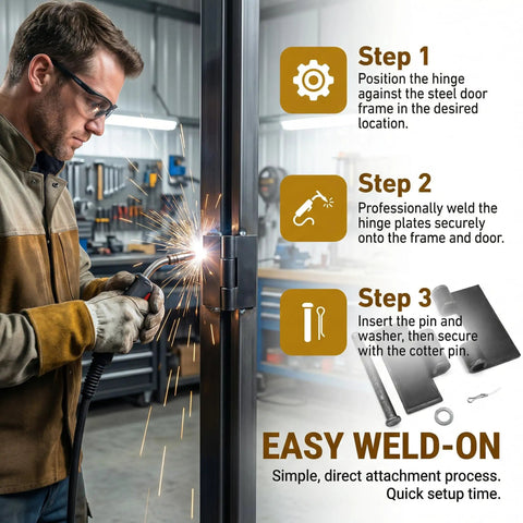 8 Pack Heavy Duty Gate Hinges Beefy Weld On Butterfly Hinges Solid Steel 5mm Thick For Gates And Doors Built To Handle Heavy Loads Long Lasting Outdoor Security Hardware, welder fitting hinge to steel door frame