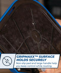 Top Shelf Corner Routing Guide System For Handheld Trim Routers And Workbench Tables with non-slip Gripmaxx surface for secure control.