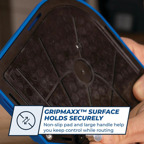 Top Shelf Corner Routing Guide System For Handheld Trim Routers And Workbench Tables with non-slip Gripmaxx surface for secure control.
